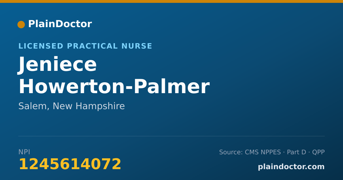 Shareable card for Jeniece Howerton-Palmer - Licensed Practical Nurse, Salem, NH