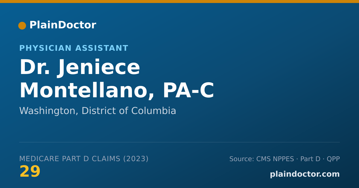 Shareable card for Jeniece Montellano, PA-C - Physician Assistant, Washington, DC