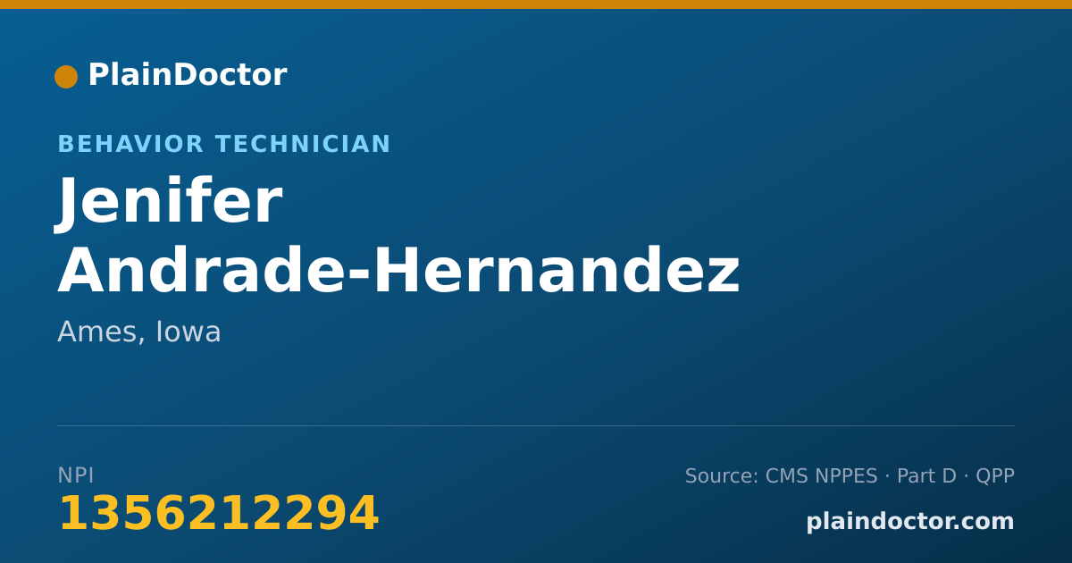 Shareable card for Jenifer Andrade-Hernandez - Behavior Technician, Ames, IA