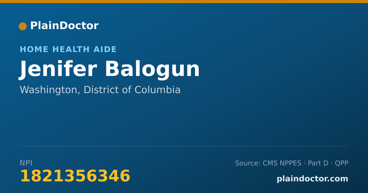 Shareable card for Jenifer Balogun - Home Health Aide, Washington, DC