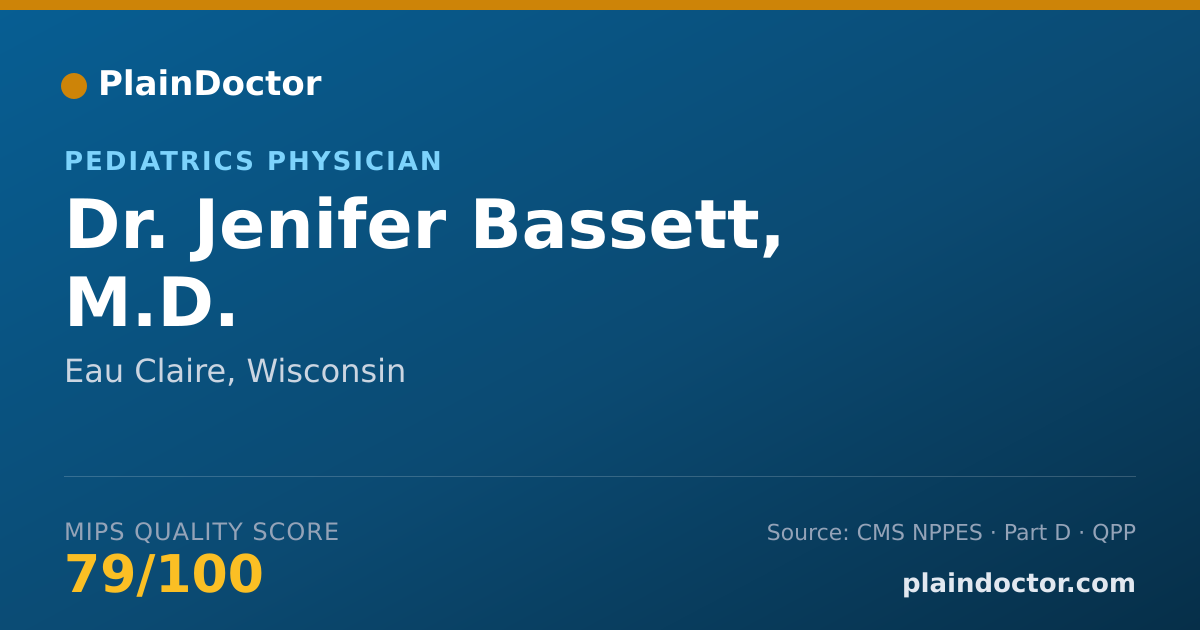 Shareable card for Jenifer Bassett, M.D. - Pediatrics Physician, Eau Claire, WI