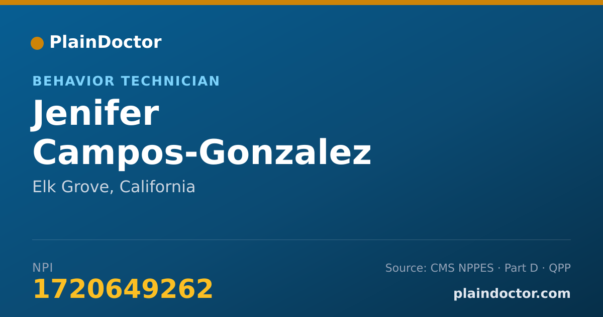 Shareable card for Jenifer Campos-Gonzalez - Behavior Technician, Elk Grove, CA