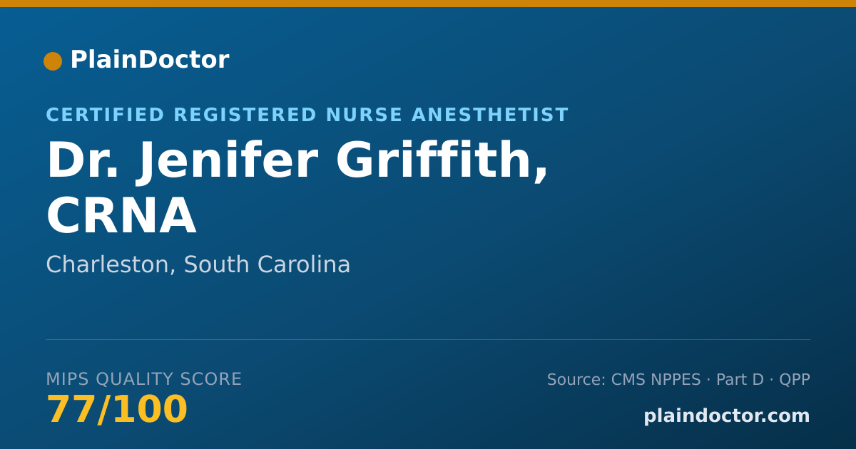 Shareable card for Jenifer Griffith, CRNA - Certified Registered Nurse Anesthetist, Charleston, SC