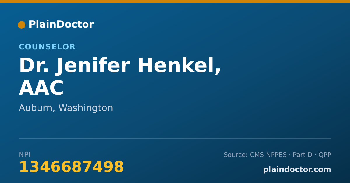 Shareable card for Jenifer Henkel, AAC - Counselor, Auburn, WA
