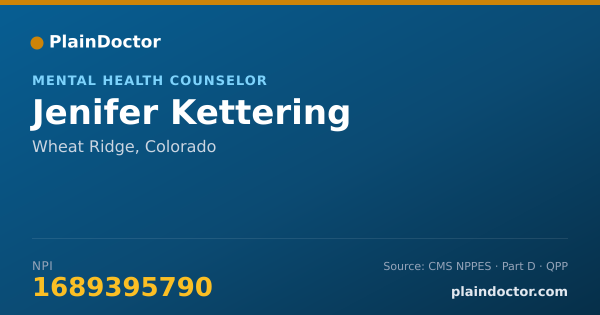 Shareable card for Jenifer Kettering - Mental Health Counselor, Wheat Ridge, CO