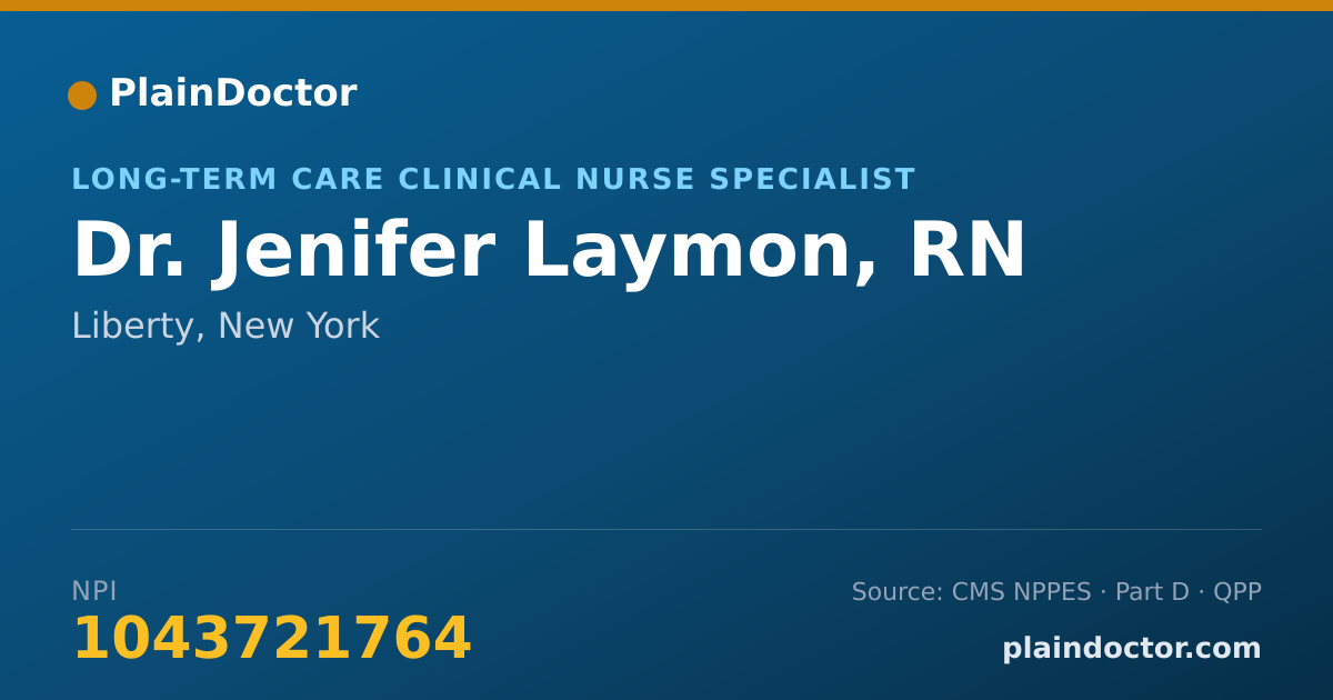Shareable card for Jenifer Laymon, RN - Long-Term Care Clinical Nurse Specialist, Liberty, NY