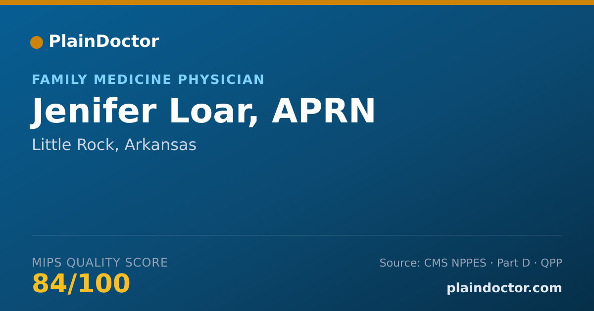 Shareable card for Jenifer Loar, APRN - Family Medicine Physician, Little Rock, AR