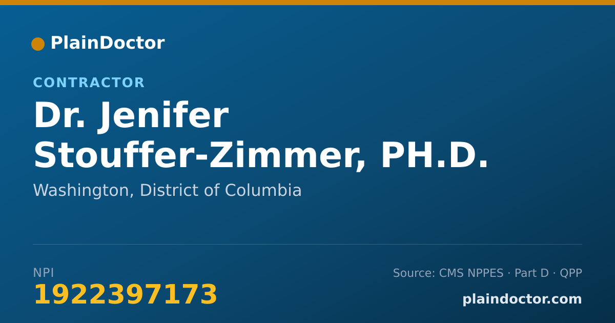 Shareable card for Jenifer Stouffer-Zimmer, PH.D. - Contractor, Washington, DC