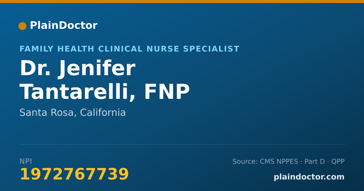 Shareable card for Jenifer Tantarelli, FNP - Family Health Clinical Nurse Specialist, Santa Rosa, CA
