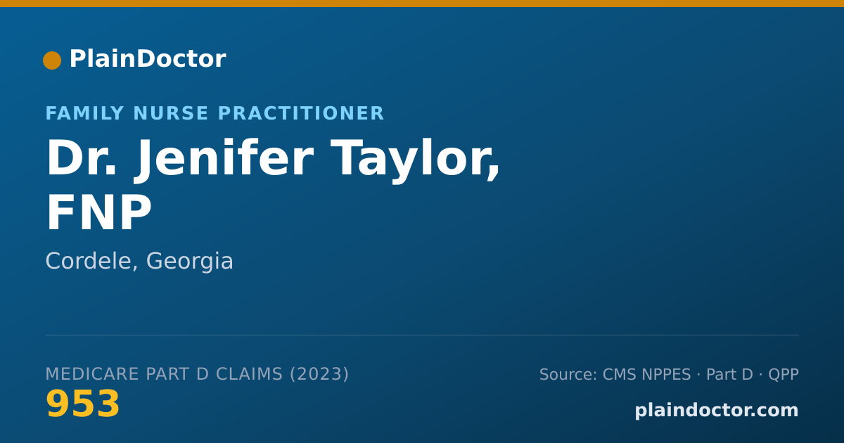 Shareable card for Jenifer Taylor, FNP - Family Nurse Practitioner, Cordele, GA