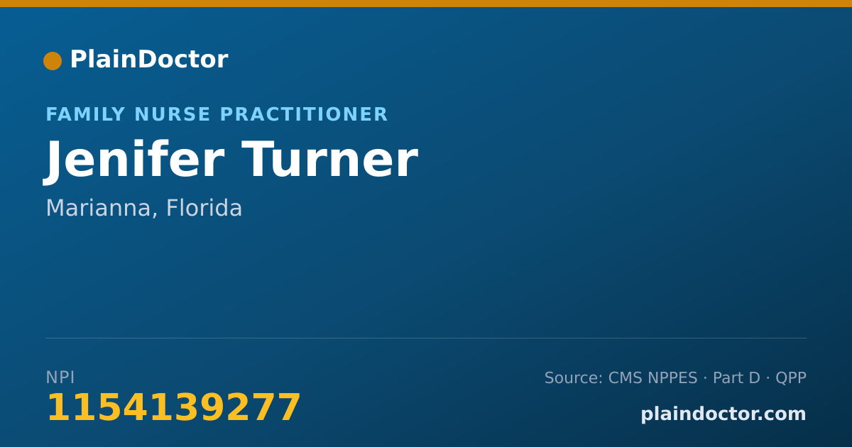 Shareable card for Jenifer Turner - Family Nurse Practitioner, Marianna, FL