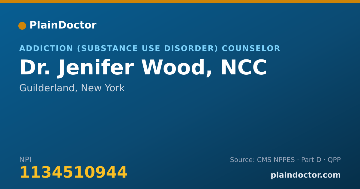 Shareable card for Jenifer Wood, NCC - Addiction (Substance Use Disorder) Counselor, Guilderland, NY