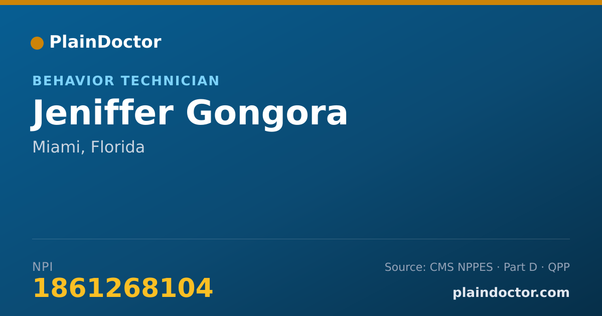Shareable card for Jeniffer Gongora - Behavior Technician, Miami, FL