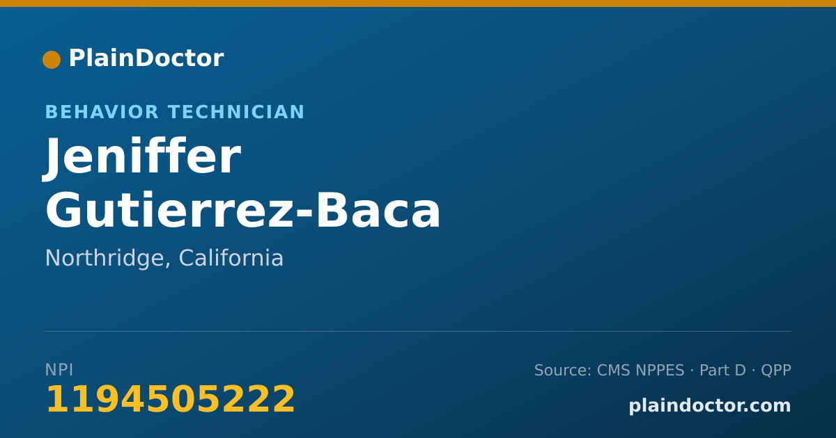 Shareable card for Jeniffer Gutierrez-Baca - Behavior Technician, Northridge, CA