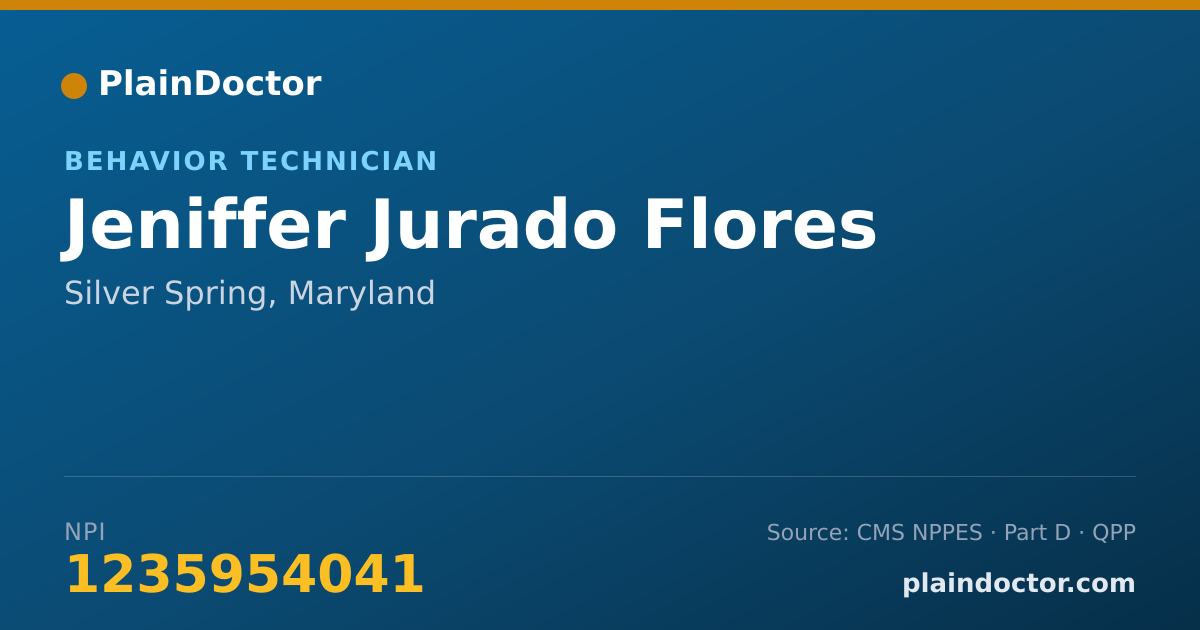Shareable card for Jeniffer Jurado Flores - Behavior Technician, Silver Spring, MD