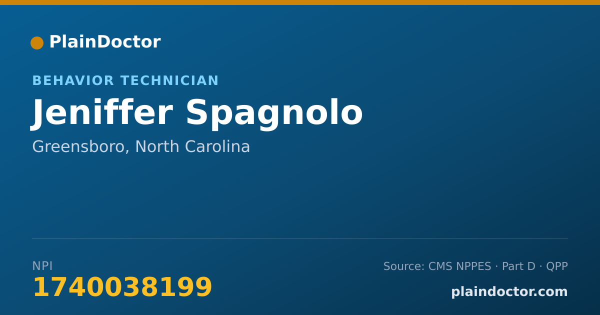 Shareable card for Jeniffer Spagnolo - Behavior Technician, Greensboro, NC