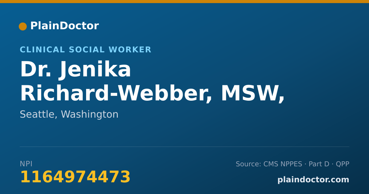 Shareable card for Jenika Richard-Webber, MSW, LICSW - Clinical Social Worker, Seattle, WA