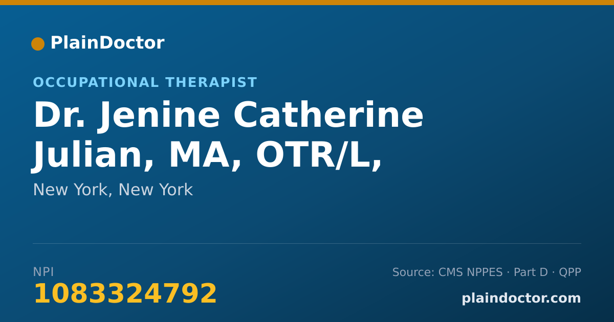 Shareable card for Jenine Catherine Julian, MA, OTR/L, OTRP - Occupational Therapist, New York, NY