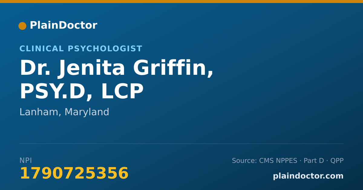 Shareable card for Jenita Griffin, PSY.D, LCP - Clinical Psychologist, Lanham, MD