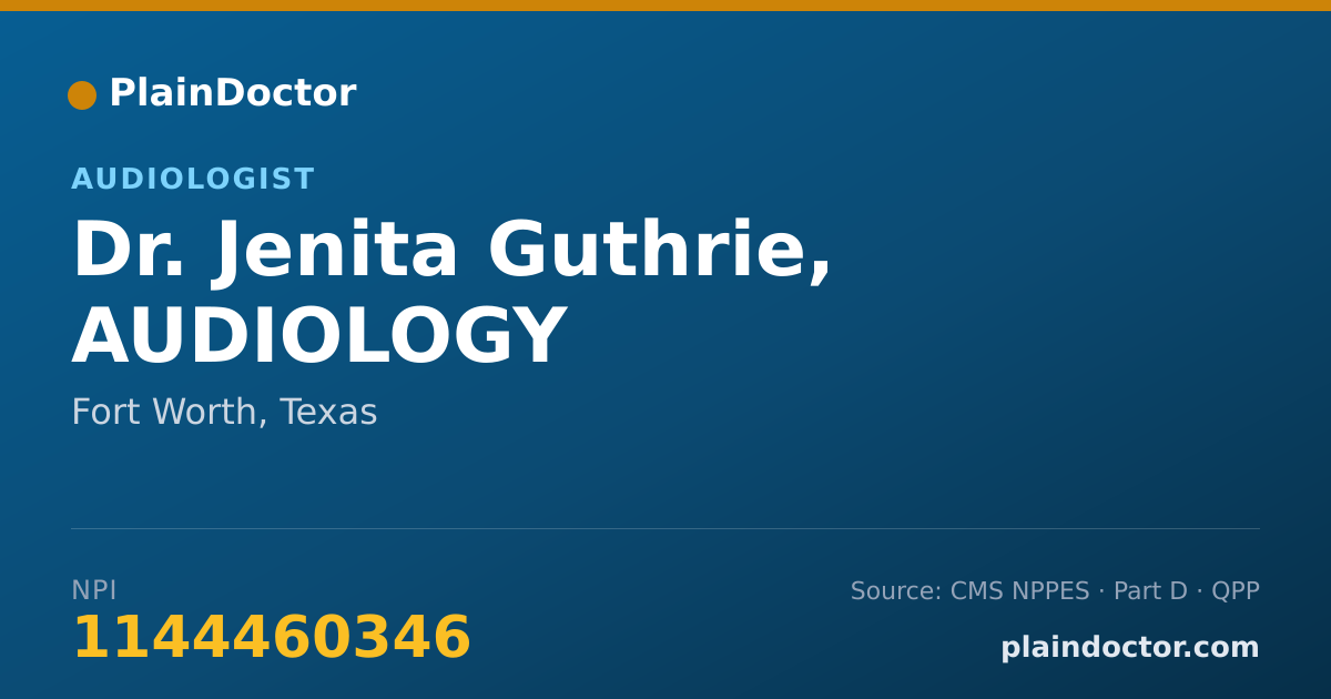 Shareable card for Jenita Guthrie, AUDIOLOGY - Audiologist, Fort Worth, TX