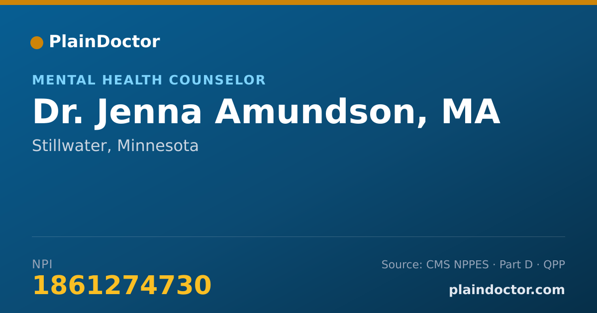 Shareable card for Jenna Amundson, MA - Mental Health Counselor, Stillwater, MN