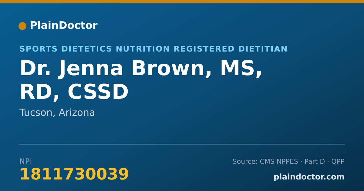Shareable card for Jenna Brown, MS, RD, CSSD - Sports Dietetics Nutrition Registered Dietitian, Tucson, AZ