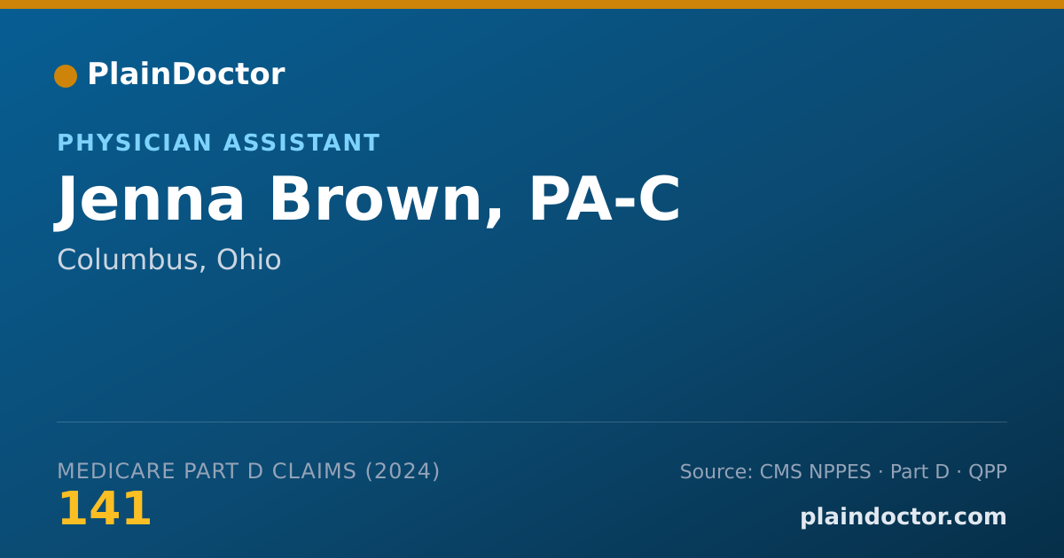 Shareable card for Jenna Brown, PA-C - Physician Assistant, Columbus, OH