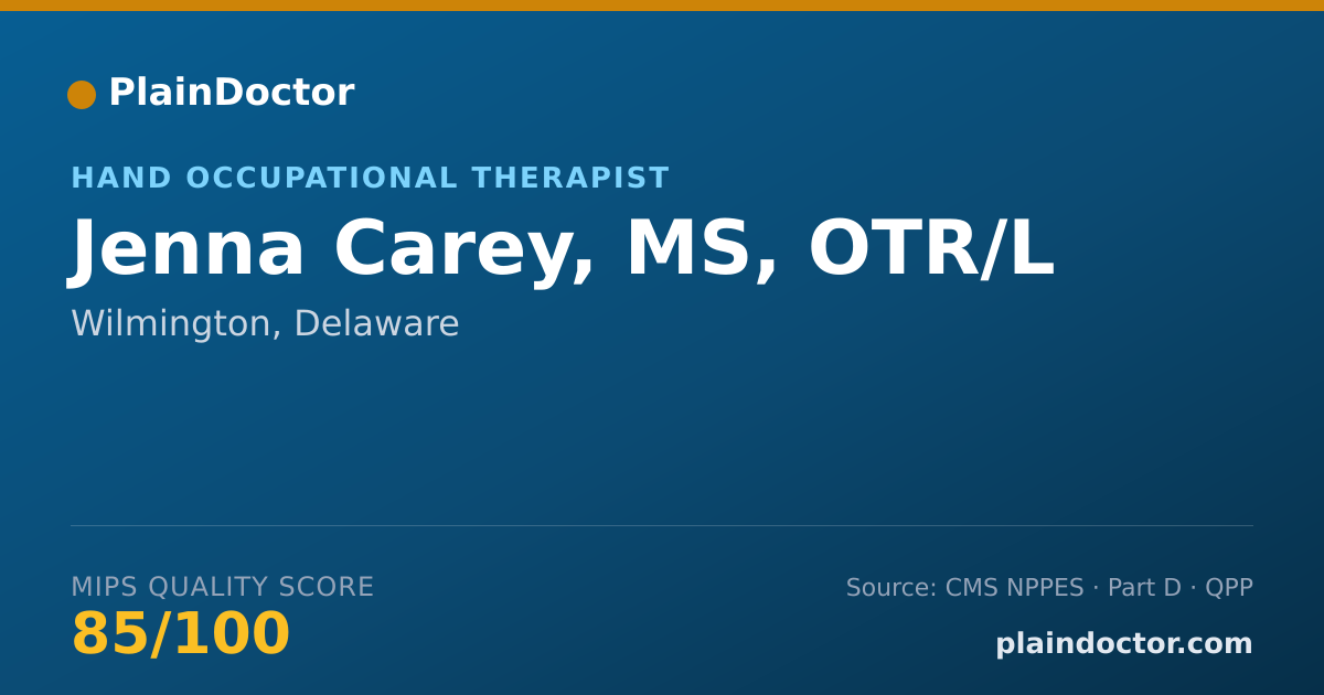 Shareable card for Jenna Carey, MS, OTR/L - Hand Occupational Therapist, Wilmington, DE