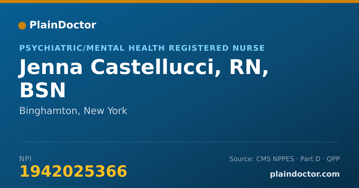 Shareable card for Jenna Castellucci, RN, BSN - Psychiatric/Mental Health Registered Nurse, Binghamton, NY