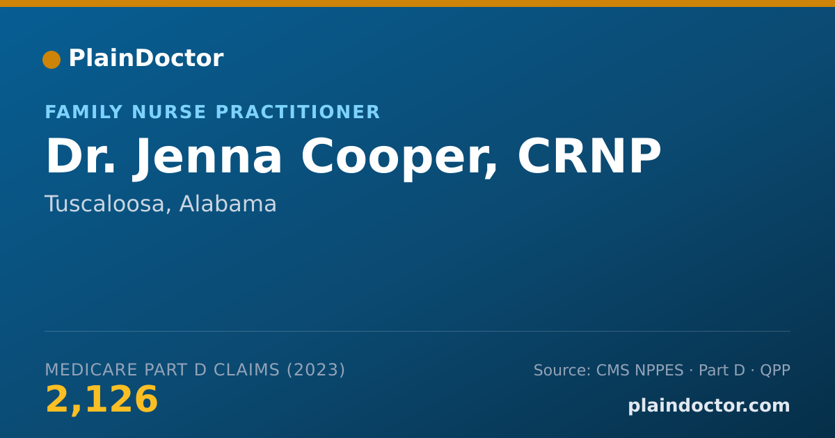 Shareable card for Jenna Cooper, CRNP - Family Nurse Practitioner, Tuscaloosa, AL