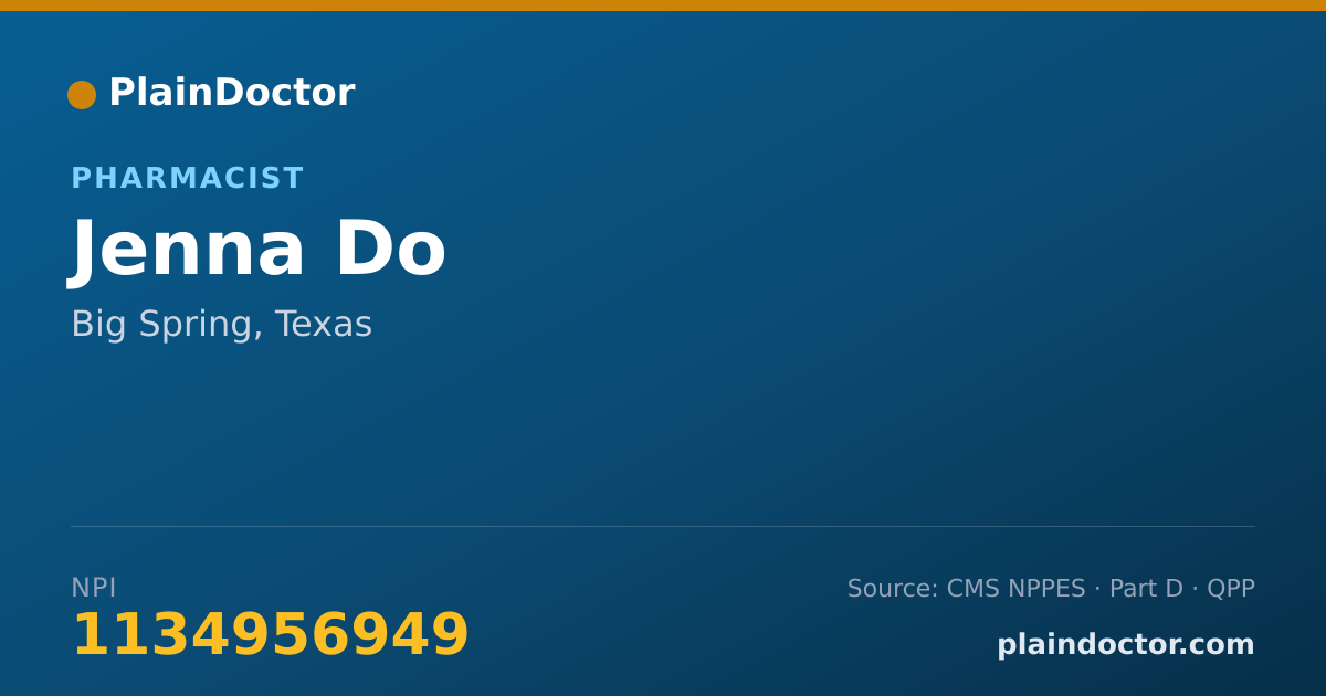 Shareable card for Jenna Do - Pharmacist, Big Spring, TX