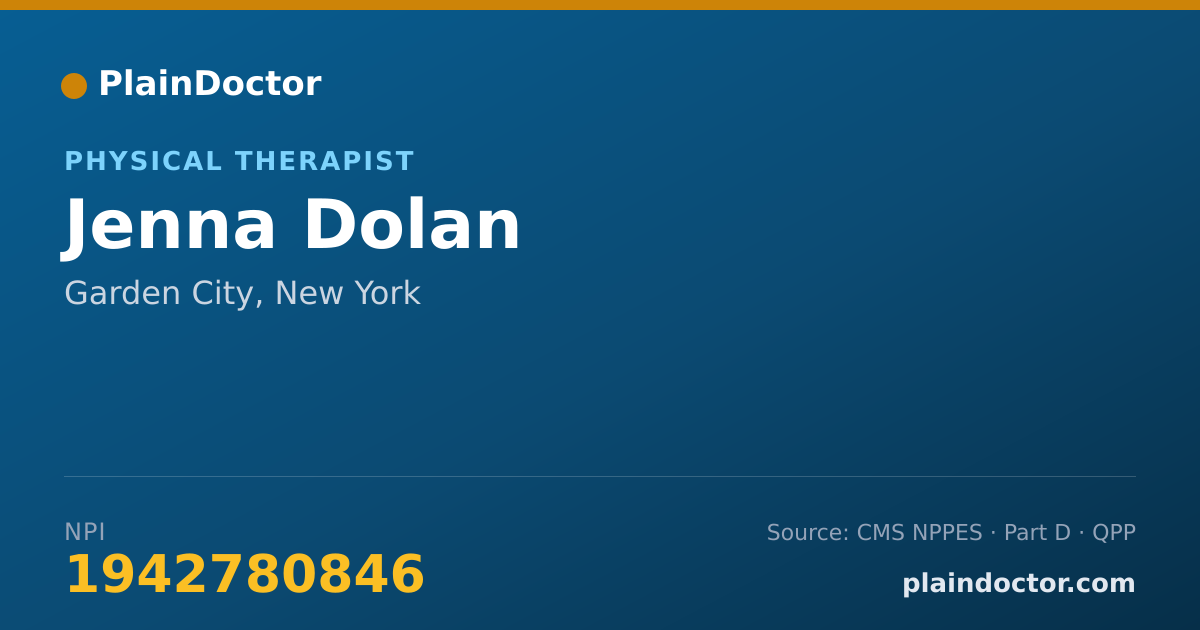 Shareable card for Jenna Dolan - Physical Therapist, Garden City, NY