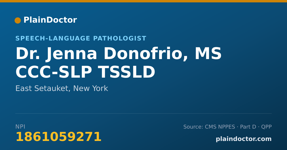 Shareable card for Jenna Donofrio, MS CCC-SLP TSSLD - Speech-Language Pathologist, East Setauket, NY