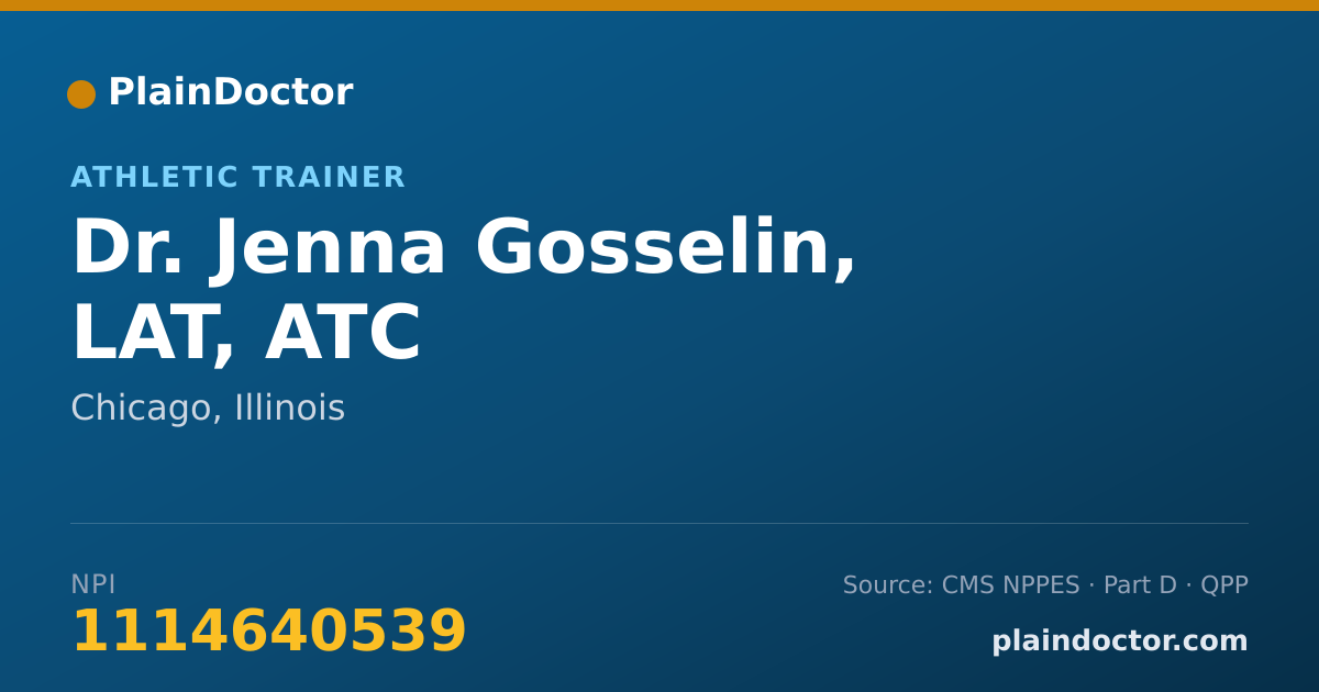 Shareable card for Jenna Gosselin, LAT, ATC - Athletic Trainer, Chicago, IL