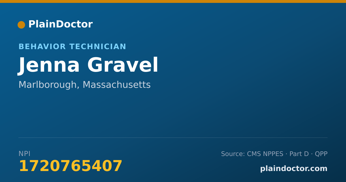 Shareable card for Jenna Gravel - Behavior Technician, Marlborough, MA