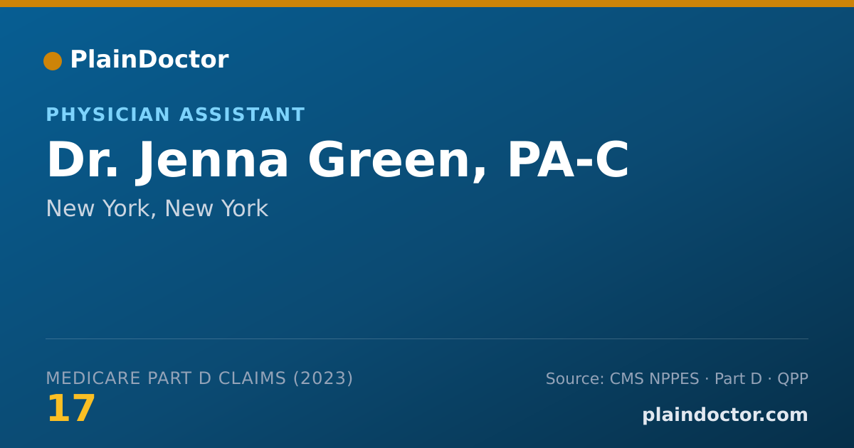 Shareable card for Jenna Green, PA-C - Physician Assistant, New York, NY