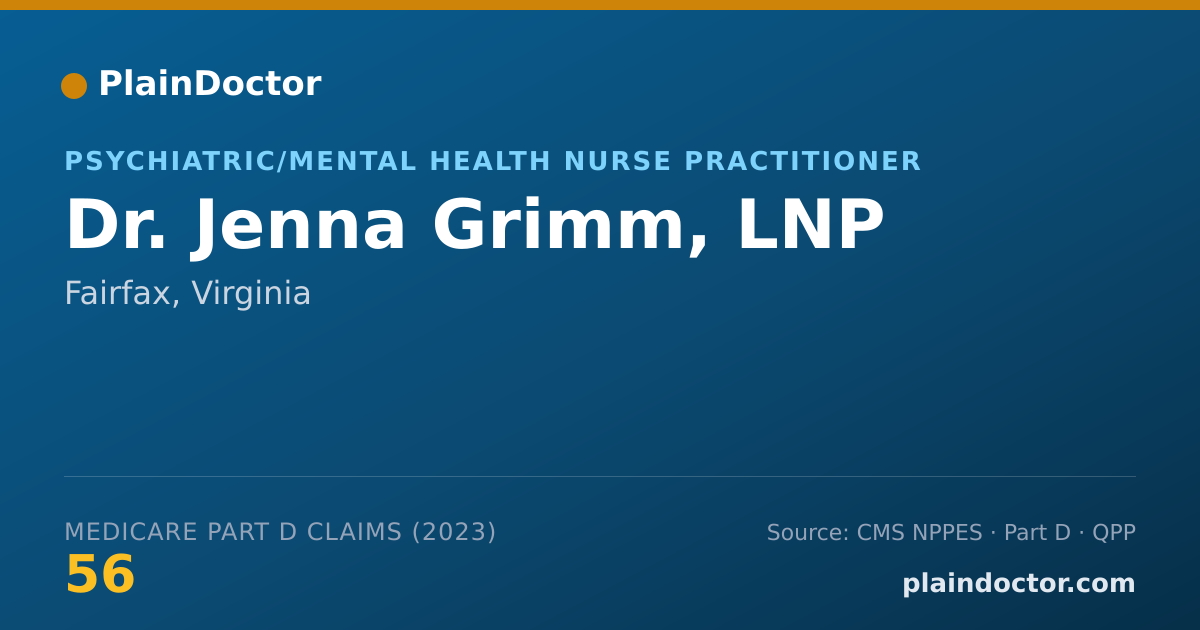 Shareable card for Jenna Grimm, LNP - Psychiatric/Mental Health Nurse Practitioner, Fairfax, VA