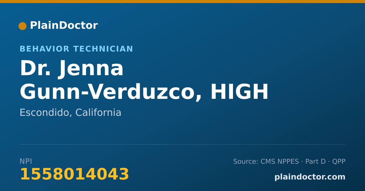 Shareable card for Jenna Gunn-Verduzco, HIGH SCHOOL DIPLOMA - Behavior Technician, Escondido, CA