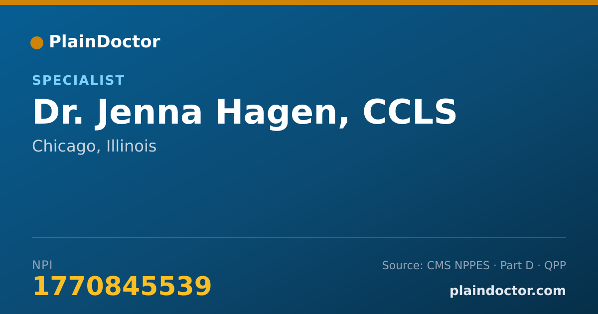 Shareable card for Jenna Hagen, CCLS - Specialist, Chicago, IL