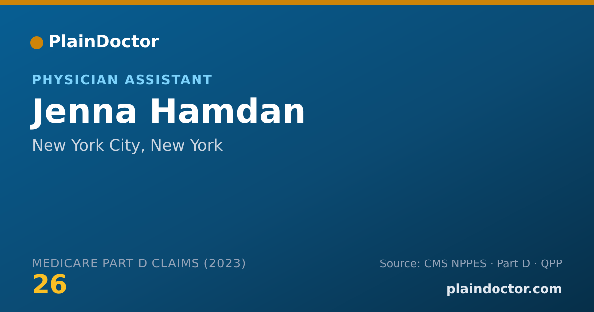 Shareable card for Jenna Hamdan - Physician Assistant, New York City, NY