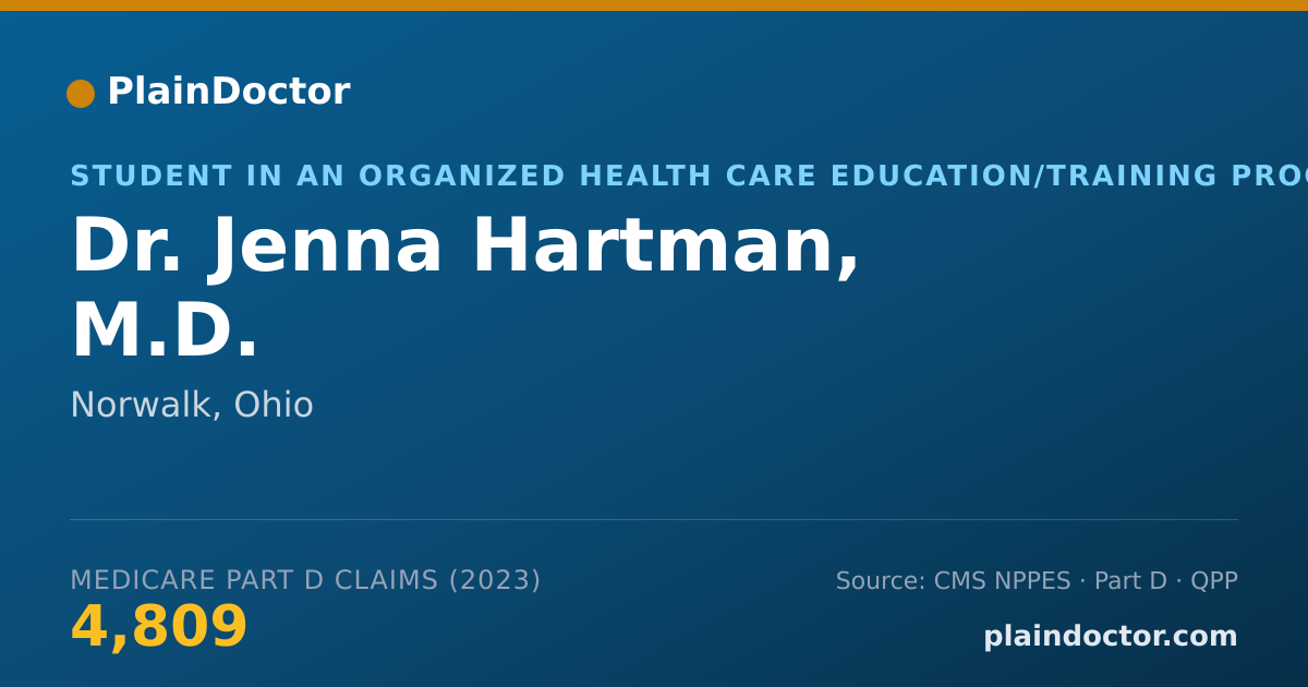 Shareable card for Jenna Hartman, M.D. - Student in an Organized Health Care Education/Training Program, Norwalk, OH