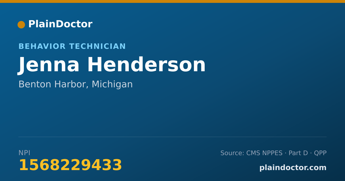 Shareable card for Jenna Henderson - Behavior Technician, Benton Harbor, MI