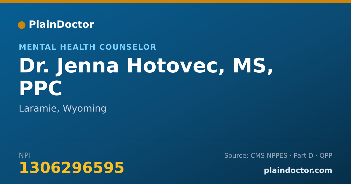 Shareable card for Jenna Hotovec, MS, PPC - Mental Health Counselor, Laramie, WY
