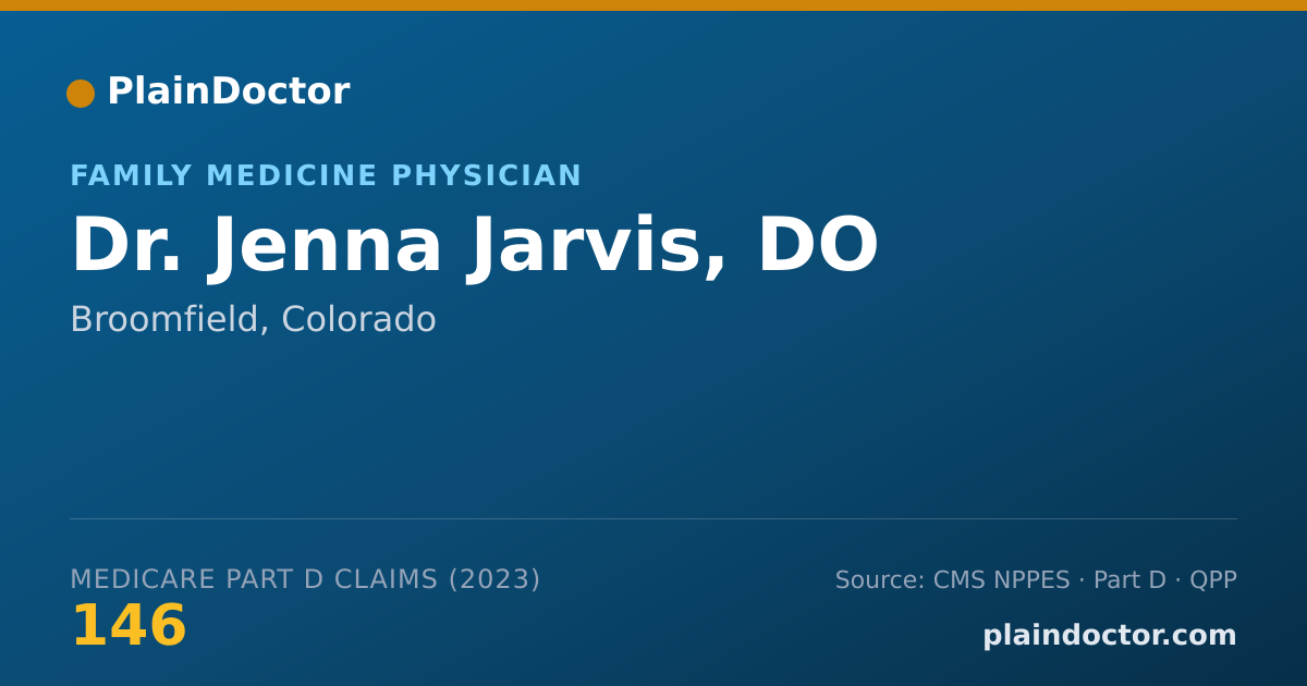 Shareable card for Jenna Jarvis, DO - Family Medicine Physician, Broomfield, CO