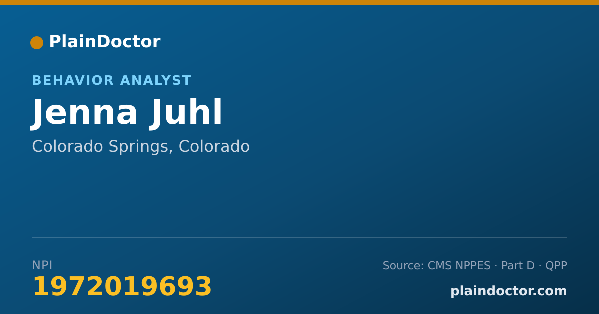 Shareable card for Jenna Juhl - Behavior Analyst, Colorado Springs, CO