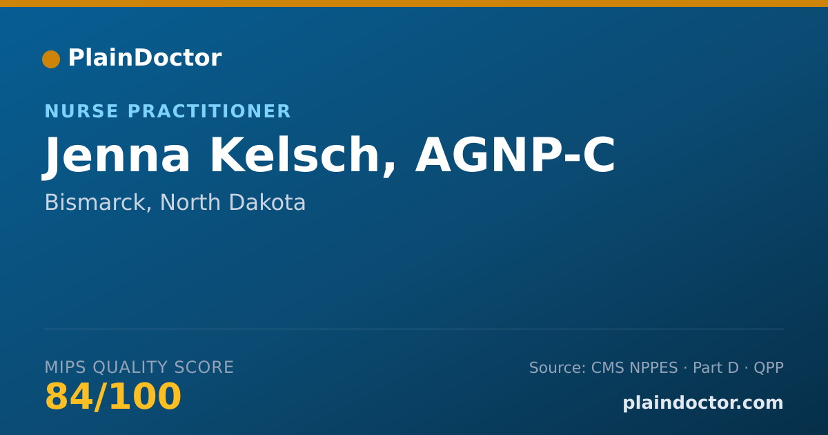 Shareable card for Jenna Kelsch, AGNP-C - Nurse Practitioner, Bismarck, ND