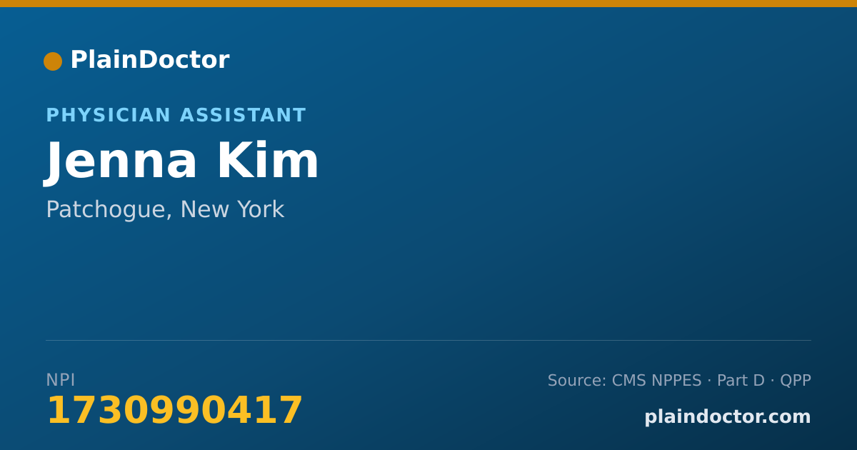 Shareable card for Jenna Kim - Physician Assistant, Patchogue, NY