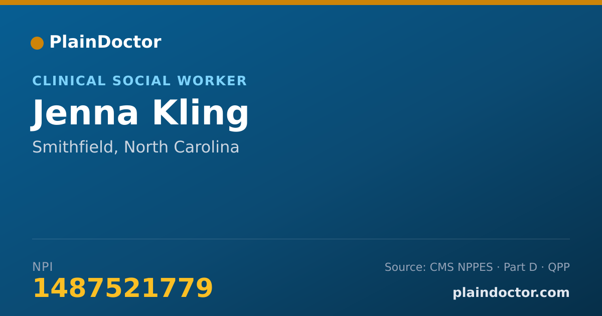 Shareable card for Jenna Kling - Clinical Social Worker, Smithfield, NC