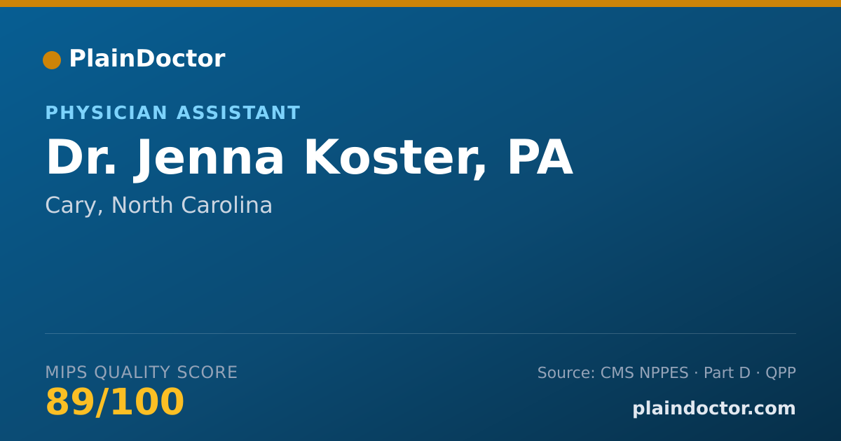 Shareable card for Jenna Koster, PA - Physician Assistant, Cary, NC