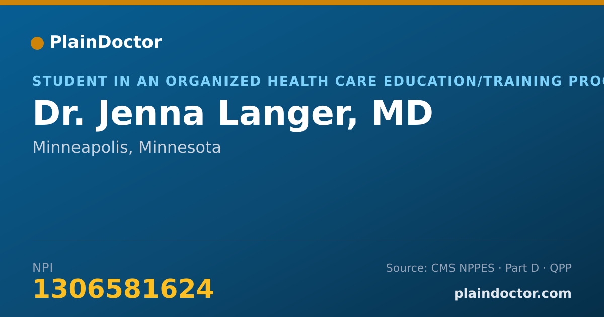 Shareable card for Jenna Langer, MD - Student in an Organized Health Care Education/Training Program, Minneapolis, MN